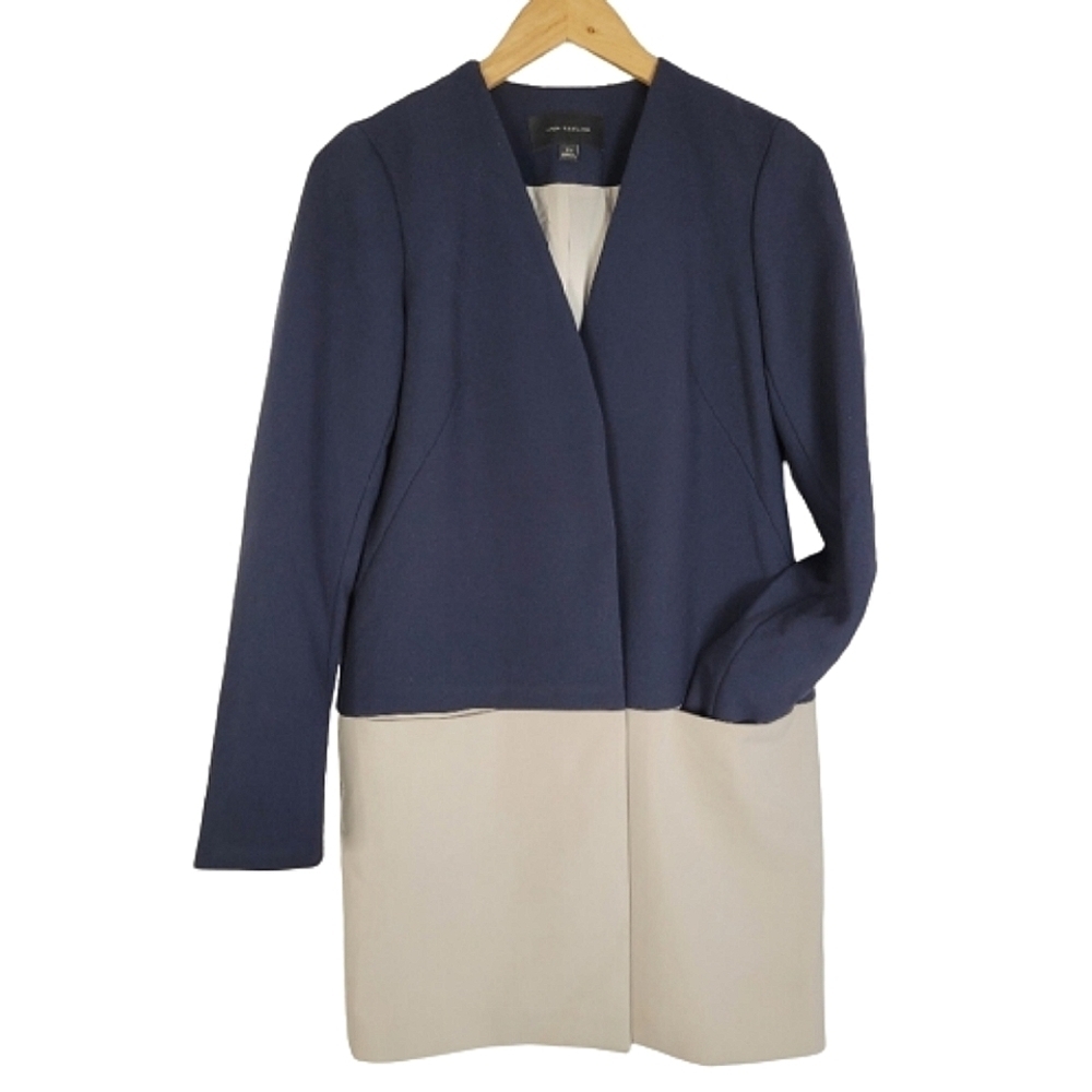 Ann taylor blue and cream color block blazer coat - Picture 6 of 11